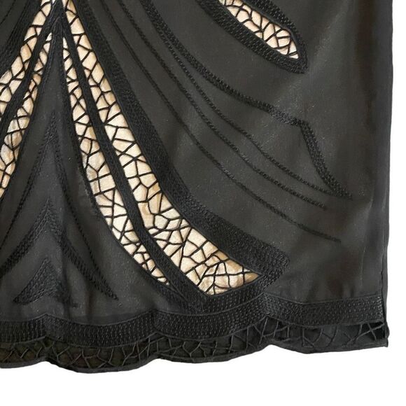 Tahari Arthur S Levins Luxe petite size 6P black with tan under lay lace trim - Picture 9 of 9